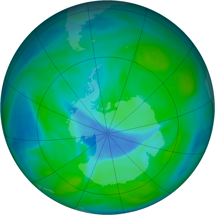 Antarctic ozone map for 27 December 2007